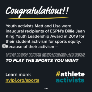 Congratulations #AthleteActivists Lisa Parks & Matt Diaz